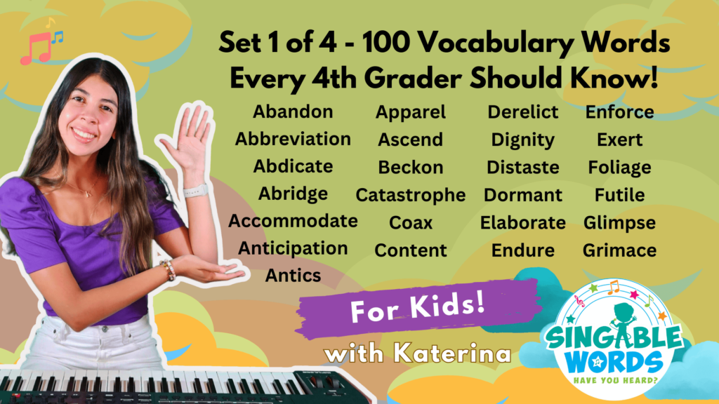 Set 1 0f 4 - 100 Vocabulary Words Every 4th Grader Should Know